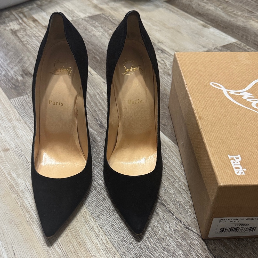 Christian Louboutin Black Suede Red Bottom Heels Size 42 / US 11-12